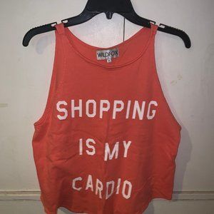 "Shopping Is My Cardio" Coral Wildfox Tank Top